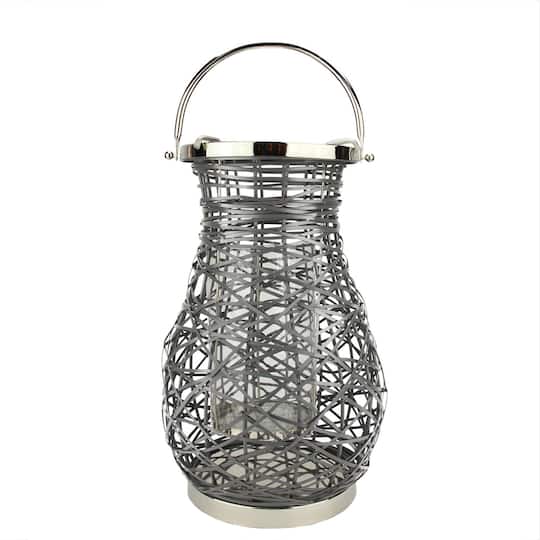 Decorative Woven Iron Pillar Candle Lantern By Northlight in Gray | 16.25" x 10" | Michaels®
